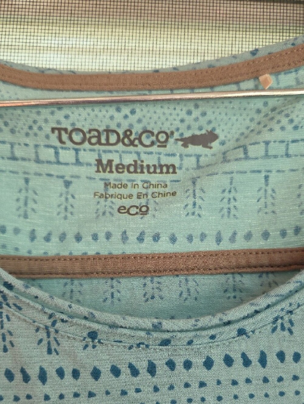 Toad&Co Light Blue Scoop Neck Short Sleeve Tee with Navy Geometric Print - Picture 2 of 6